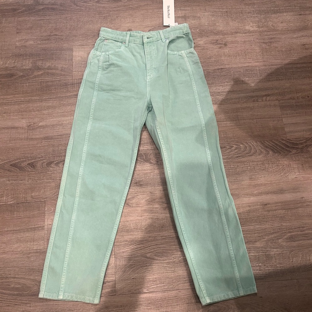 Sandro Mint Green High-Waisted Pants